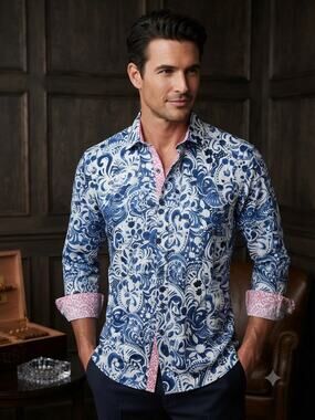 Men’s Cigar paisley button down shirt sz M